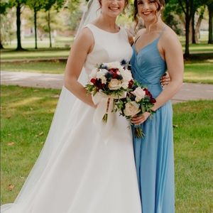 Azazie bridesmaid dress, slate blue, chiffon
